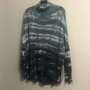 NWT $228 Young Fabulous & Broke oversized mock neck distressed sweater